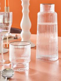 Vasos artesanales con relieve Minna, 4 uds., Vidrio soplado, Transparente, plata, Ø 8 x Al 10 cm, 300 ml