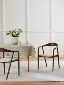 Chaise en bois avec coussin d'assise Angelina, Tissu blanc crème, bois de frêne foncé, larg. 57 x haut. 80 cm