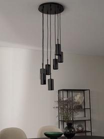 Cluster hanglamp Arvo, Lampenkap: gepoedercoat metaal, Baldakijn: gepoedercoat metaal, Zwart, Ø 38 x H 120 cm