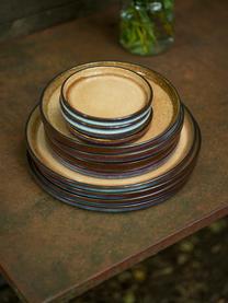 Ręcznie wykonany talerz śniadaniowy Quintana, 2 szt., Porcelana, Odcienie bursztynowego, brązowy, niebieski, Ø 22 cm