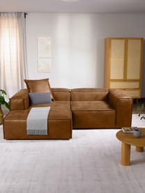 Modulo angolare in pelle riciclata Lennon, Rivestimento: pelle riciclata (70 % pel, Rivestimento: imbottitura in schiuma co, Pelle marrone, Larg. 119 x Prof. 180 cm, chaise-longue a sinistra