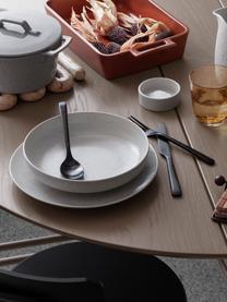 Ručně vyrobené mělké talíře Nordic Vanilla, 4 ks, Kamenina, Krémově bílá, tečky, Ø 26 cm