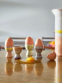Handgemaakte eierdopjesset 70's in retro stijl, 4-delig, Keramiek, Multicolour, Ø 5 x H 6 cm