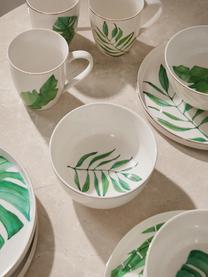 Fine Bone China serviesset Timba met tropisch design, 12-delig, Beenderporselein (porselein)
Fine Bone China is een zacht porselein, dat zich vooral onderscheidt door zijn briljante, doorschijnende glans., Wit, groen, goudkleurig, Set met verschillende formaten