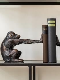 Handgemaakte boekensteun Monkey, 2-delig, Polyresin, Zwart, Set met verschillende formaten