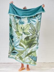 Ręcznik plażowy z bawełny Jungle Vibe, 100% bawełna, Odcienie niebieskiego i zielonego, S 100 x D 180 cm