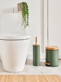 Toilettenbürste Tallin, Behälter: Metall, beschichtet, Deckel: Bambus, Grün, Ø 10 x H 38 cm