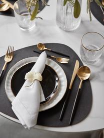 Set de table ovale en cuir Leni, 2 pièces, Cuir, Noir, larg. 33 x long. 40 cm