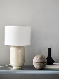 Lampada da comodino in ceramica Cadiz, Paralume: tessuto, Base della lampada: ceramica, Beige, bianco, Ø 28 x Alt. 43 cm