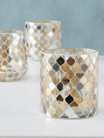 Teelichthalter-Set Horya, 3-tlg., Glas, Gips, Bernsteinfarben, transparent, Ø 10 x H 11 cm