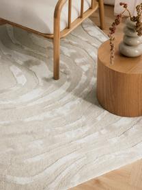 Alfombra artesanal texturizada de pelo corto Winola, Parte superior: 51% viscosa, 49% lana, Beige, An 80 x L 150 cm (Tamaño XS)