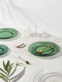 Piatto da colazione con rilievo scanalato Effie 4 pz, Vetro, Verde menta, Ø 21 cm