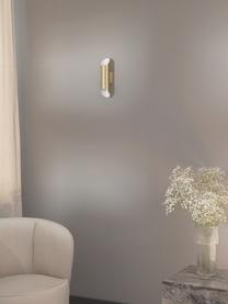 Wandlamp Renee in goudkleur, Lampenkap: geborsteld metaal, Mat goudkleurig, D 10 x H 28 cm