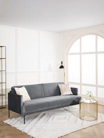 Sofa z aksamitu z metalowymi nogami Fluente (3-osobowa), Tapicerka: aksamit (wysokiej jakości, Stelaż: lite drewno sosnowe z cer, Nogi: metal malowany proszkowo, Ciemnoszary aksamit, S 196 x G 85 cm
