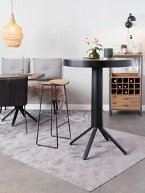 Thekenhocker Tangle aus Teakholz und Metall, Beine: Metall, pulverbeschichtet, Schwarz, B 40 x H 65 cm