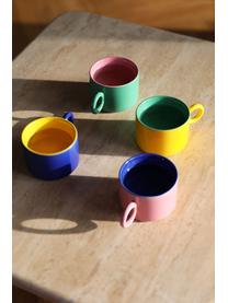 Tazas de café de Chiquito, 4 uds., Gres, Azul, amarillo, rosa, verde, Ø 8 x Al 6 cm, 200 ml