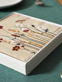 Serviettes en papier Paige, 20 pièces, Carton, Beige, motif fleuri, larg. 33 x long. 33 cm