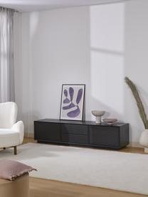 Tv-meubel Noel uit essenhoutfineer met kabeldoorgang in zwart, Vezelplaat met gemiddelde dichtheid (MDF) met essenfineer, Hout, zwart gelakt, B 180 cm x H 45 cm