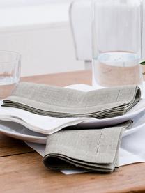 Serviettes de table en lin, avec ourlet Alanta, 6 pièces, Beige, larg. 42 x long. 42 cm