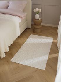 Ręcznie tkany dywan z bawełny z wypukłą strukturą Idris, 100% bawełna, Kremowy, S 80 x D 150 cm (Rozmiar XS)