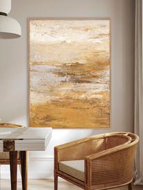 Cuadro en lienzo pintado a mano Hydrate, marco de madera, Estructura: madera de roble, Naranja, beige, An 92 x Al 120 cm