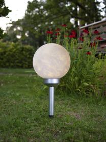 Lámpara solar de suelo Luna, Pantalla: plástico, Cable: plástico, Blanco opalino, plateado, Ø 20 x Al 37 cm