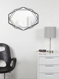 Wandspiegel Prisma mit schwarzem Stahlrahmen, Rahmen: Stahl, lackiert, Spiegelfläche: Spiegelglas, Schwarz, B 43 x H 57 cm