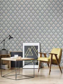 Papel pintado Luxus Geometric Art, Tejido no tejido, Blanco, verde, verde oscuro, dorado, An 52 x Al 1005 cm