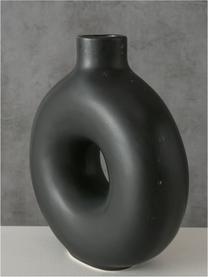 Handgefertigte Steingut-Vase Lanyo, Steingut, Schwarz, B 17 x H 20 cm