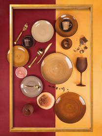 Service de table peint à la main Baita, 6 personnes (18 élém.), Grès cérame, Tons rouges, beige, Lot de différentes tailles