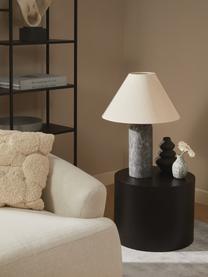 Lámpara de mesa grande de mármol Gia, Pantalla: 50% lino, 50% poliéster, Cable: cubierto en tela, Beige, gris oscuro, veteado, Ø 46 x Al 60 cm