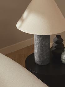 Lampada da tavolo grande con base in marmo grigio scuro Gia, Paralume: 50% lino, 50% poliestere, Base della lampada: marmo, Grigio, Ø 46 x Alt. 60 cm