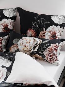 Baumwollsatin-Kopfkissenbezüge Blossom mit Blumen-Print, 2 Stück, Webart: Satin Fadendichte 210 TC,, Schwarz, Beigetöne, B 40 x L 80 cm
