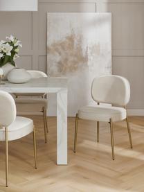 Krzesło tapicerowane z aksamitu Viggo, Tapicerka: aksamit (poliester) Dzięk, Beżowy aksamit, S 49 x G 66 cm