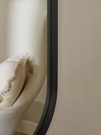 Ovaler Wandspiegel Norm mit schwarzem Aluminiumrahmen, Rahmen: Aluminium, pulverbeschich, Spiegelfläche: Spiegelglas, Schwarz, B 40 x H 130 cm