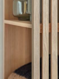 Otwarta szafa z drewna dębowego Okayama, Korpus: drewno dębowe, płyta pilś, Jasny brązowy, czarny, S 80 x W 175 cm