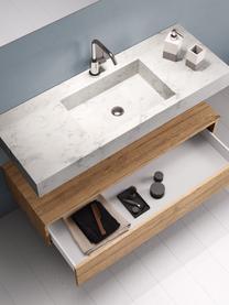 Sada koupelnového vybavení Yoka, 4 díly, Bílá mramorovaná, vzhled dubového dřeva, Sada s různými velikostmi
