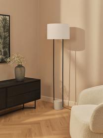 Vloerlamp Pipero met betonnen voet, Lampenkap: textiel, Frame: gepoedercoat metaal, Lampvoet: beton, Wit, grijs, Ø 45 x H 161 cm