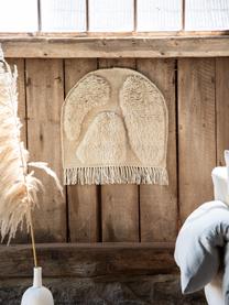 Grote wandobject Jakobsö van wol met franjes, 100% wol, Beige, B 62 x H 50 cm