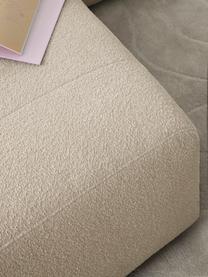 Divano componibile 3 posti in bouclé con poggiapiedi Lena, Rivestimento: bouclé (93% poliestere, 6, Rivestimento: cuscino in schiuma con an, Struttura: legno di pino, compensato, Piedini: plastica, Bouclé beige, Larg. 209 x Prof. 181 cm