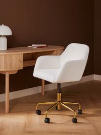 Bouclé židle k psacímu stolu Lucie, Bílá, zlatá, Š 57 cm, H 57 cm