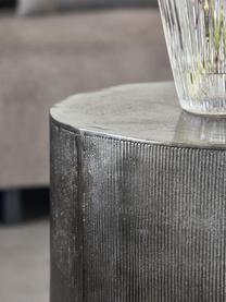 Stolik pomocniczy z ryflowanym frontem Rota, Aluminium powlekane, płyta pilśniowa średniej gęstości (MDF), Odcienie srebrnego, Ø 50 x W 50 cm