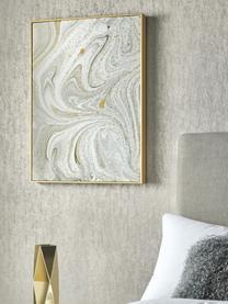 Impression sur toile encadrée Marbre, Blanc, gris, couleur dorée, larg. 50 x haut. 70 cm