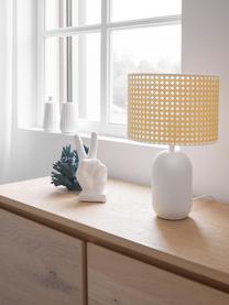 Lampe à poser en cannage Vienna, Abat-jour : beige, blanc Pied de lampe : blanc mat Câble : blanc, Ø 25 x haut. 40 cm