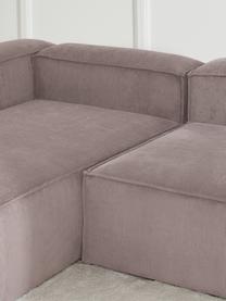 Canapé d'angle modulable en velours côtelé Lennon, Velours côtelé brun, larg. 327 x prof. 180 cm, méridienne à gauche