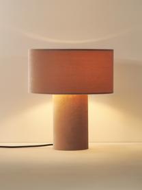 Lampada da tavolo in velluto Ron, Base della lampada: plastica con rivestimento, Paralume: velluto, Velluto rosa, Ø 30 x Alt. 35 cm