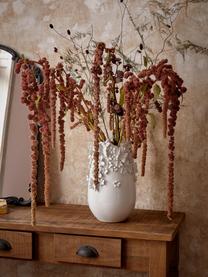 Vaso in gres con decoro 3D Daphne, Gres laccato, Bianco, Ø 23 x Alt. 35 cm