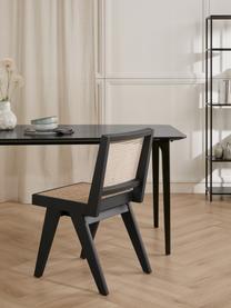 Krzesło z drewna z plecionką wiedeńską Sissi, Stelaż: lite drewno dębowe, Drewno dębowe, czarny lakierowany, rattan, S 46 x G 56 cm