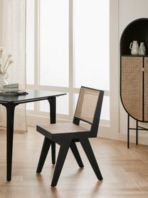 Drevená stolička s viedenským výpletom Sissi, Ratan, čierna, Š 46 x H 56 cm