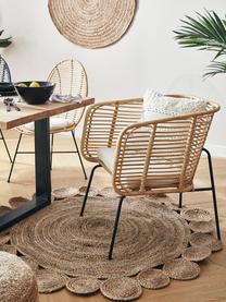 Tapis en jute rond, fait à la main Niago, 100 % jute, Brun, Ø 150 cm (taille M)